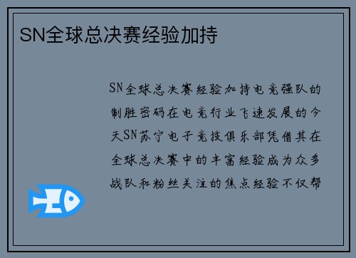 SN全球总决赛经验加持